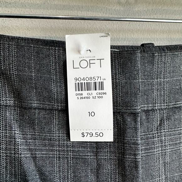 Loft Kate Classic Flare Leg Cuffed Trouser Pant Grey Glen Plaid 10 - Picture 2 of 10
